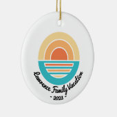 Sunset Beach Vacation Retro Wiedersehen Kreuzfahrt Keramik Ornament (Rechts)