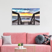 Sunset Beach View from Rustic Wood Deck Leinwanddruck (Insitu (Wohnzimmer))