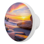 Sunset Beach View von Rocky Shore Keramikknauf (Rechts)
