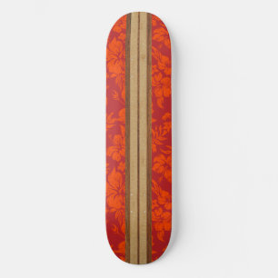 Sunset Beach Vintage Surf Hawaiian Faux Holz Skateboard