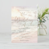 Sunset Beach Wedding Beachfront Wedding Invitation Einladung (Stehend Vorderseite)