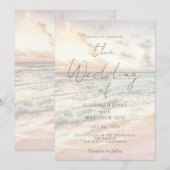 Sunset Beach Wedding Beachfront Wedding Invitation Einladung (Vorne/Hinten)