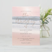 Sunset Beach Wedding Beachfront Wedding Invitation Einladung (Stehend Vorderseite)