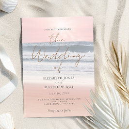 Sunset Beach Wedding Beachfront Wedding Invitation Einladung