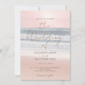 Sunset Beach Wedding Beachfront Wedding Invitation Einladung (Vorderseite)