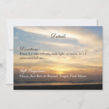 Sunset Beach Wedding Details Empfang Card