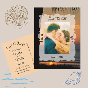Sunset Beach Wedding Foto Save the Date Postkarte