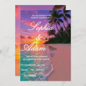Sunset Beach Wedding Invitation Einladung (Vorne/Hinten)