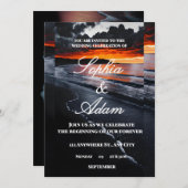 Sunset Beach Wedding Invitation Einladung (Vorne/Hinten)