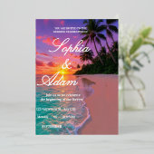 Sunset Beach Wedding Invitation Folieneinladung (Stehend vorne)
