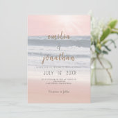 Sunset Beach Wedding | Oceanside Wedding Einladung (Stehend Vorderseite)