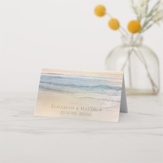 Sunset Beach Wedding | Oceanside Wedding Platzkarte (Rückseite)