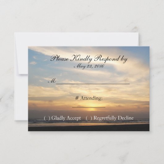 Sunset Beach Wedding RSVP Card (Vorderseite)