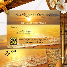 Sunset Beach Wedding RSVP Card Karte