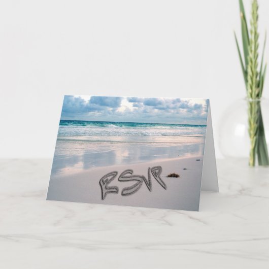 Sunset Beach Wedding RSVP Einladung (Vorderseite)