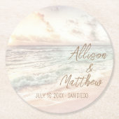 Sunset Beach Wedding Runder Pappuntersetzer (Vorderseite)