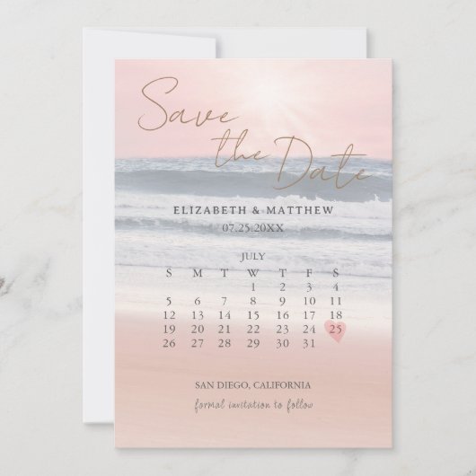 Sunset Beach Wedding Save The Date (Vorderseite)