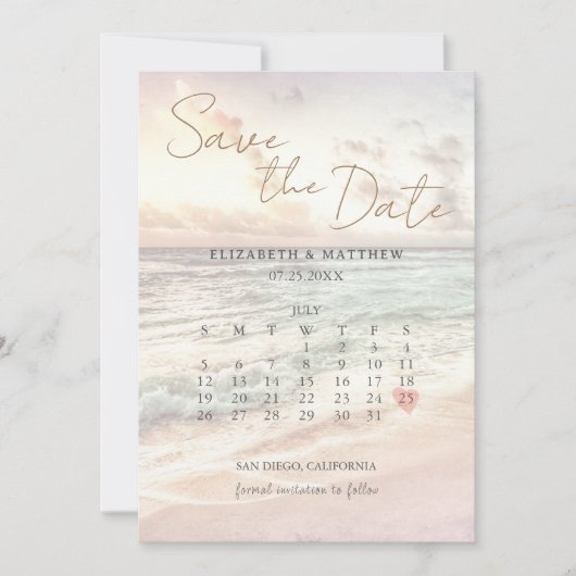 Sunset Beach Wedding Save The Date (Vorderseite)