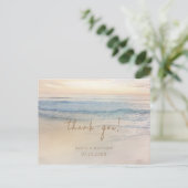 Sunset Beach Wedding Thank you Postcard Postkarte (Stehend Vorderseite)