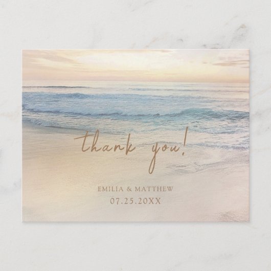 Sunset Beach Wedding Thank you Postcard Postkarte (Vorderseite)