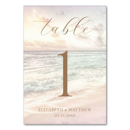 Sunset Beach Wedding Tischnummer (Rückseite)
