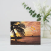 Sunset Beach Wedding UAWG RSVP Karte (Stehend Vorderseite)