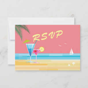 Sunset Beach Wedding UAWG RSVP Karte
