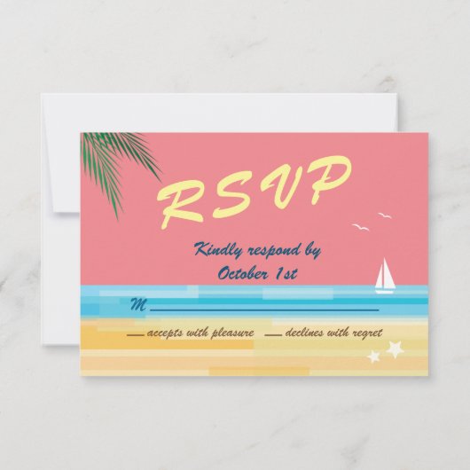 Sunset Beach Wedding UAWG RSVP Karte (Rückseite)
