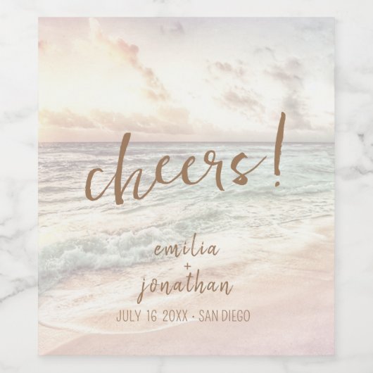 Sunset Beach Wedding Weinetikett (Einzelnes Label)