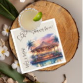 Sunset Beach Wedpool Bar Cocktail Serviette