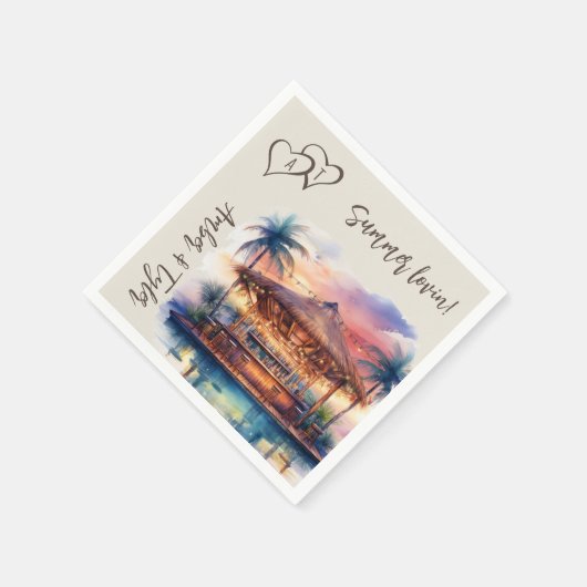 Sunset Beach Wedpool Bar Cocktail Serviette (Ecke)