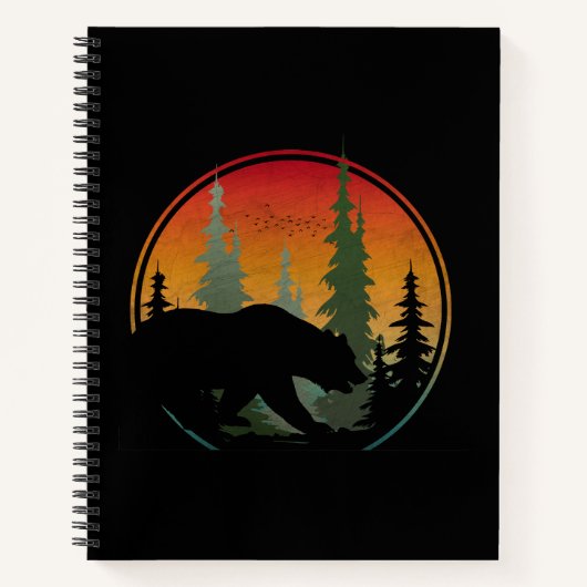 Sunset Bear Nature Forest Animal Notizblock (Vorderseite)