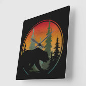 Sunset Bear Nature Forest Animal Quadratische Wanduhr (Winkel)