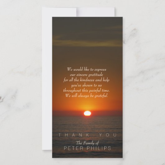 Sunset Beileid Vielen Dank Foto Card Dankeskarte (Vorderseite)
