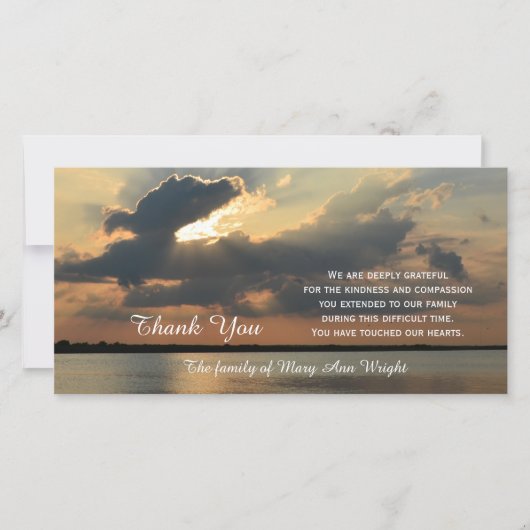 Sunset Beileid Vielen Dank Memorial Foto Card Dankeskarte (Vorderseite)