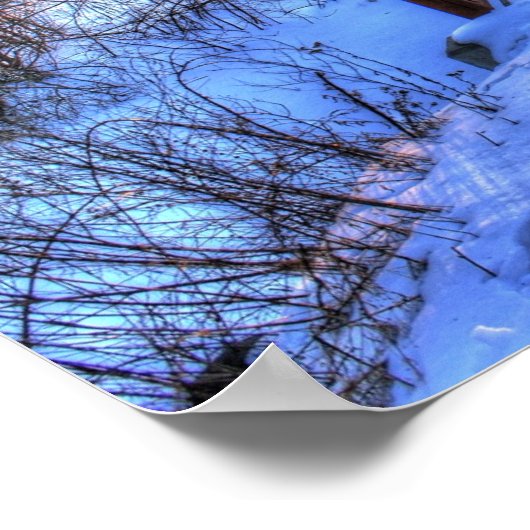 Sunset Beyond the Bridge Winterszene Poster (Ecke)