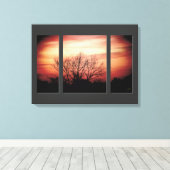 Sunset Birch Triptych Wrapped Canvas Print Leinwanddruck (Insitu (Holzboden))