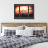 Sunset Birch Triptych Wrapped Canvas Print Leinwanddruck (Insitu (Schlafzimmer))