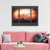 Sunset Birch Triptych Wrapped Canvas Print Leinwanddruck (Insitu (Wohnzimmer))