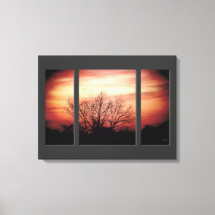 Sunset Birch Triptych Wrapped Canvas Print Leinwanddruck