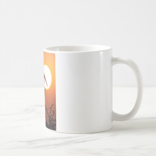 Sunset Bird on Branch - Natuerliche Mauer Kaffeetasse (Rechts)