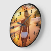 Sunset Blonde Große Wanduhr (Winkel)