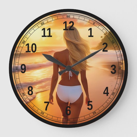 Sunset Blonde Große Wanduhr (Vorderseite)
