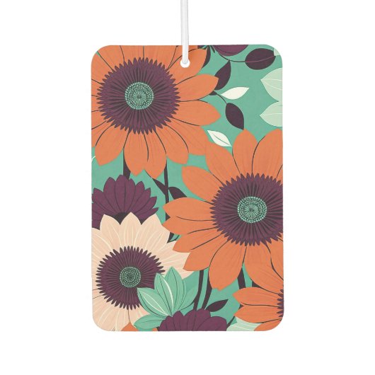 Sunset Bloom - Bold Vector Art / Retro Pop Floral Autolufterfrischer (Vorderseite)