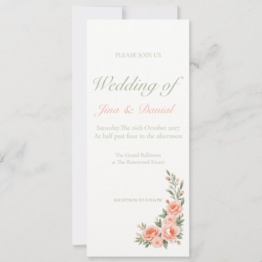 Sunset Bloom - Soft Orange Einladung (Vorderseite)