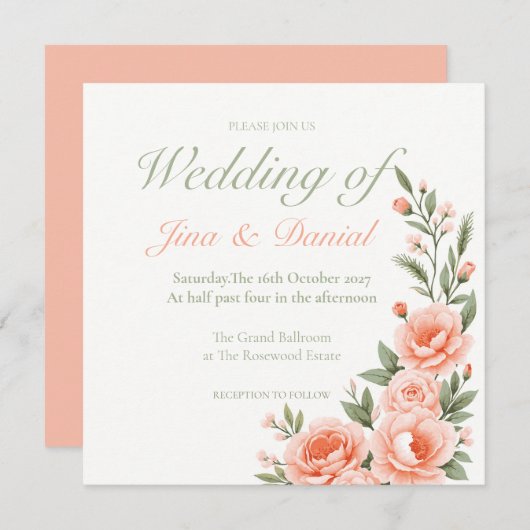 Sunset Bloom - Soft Orange Save The Date (Vorne/Hinten)