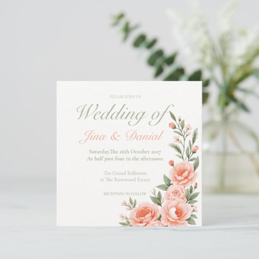 Sunset Bloom - Soft Orange Save The Date (Stehend Vorderseite)