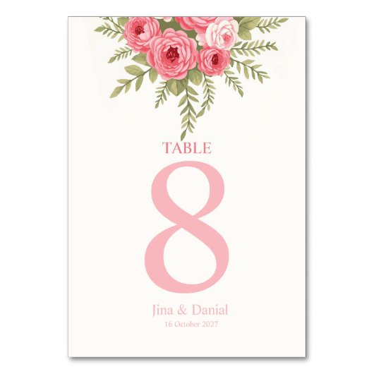 Sunset Bloom Tischnummer (Vorderseite)