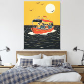 Sunset Boat Ride – Retro Minimalist Leinwanddruck (Insitu (Schlafzimmer))
