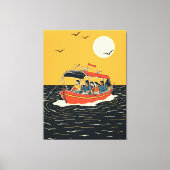 Sunset Boat Ride – Retro Minimalist Leinwanddruck (Vorderseite)